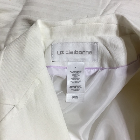 Liz Claiborne white blazer, size 4, lined, - Picture 3 of 3